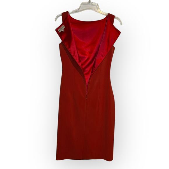 VTG 90's Ava & Aiden Sleeveless Red Rouched Midi Dress Size 2 Christmas Holiday - Picture 4 of 10